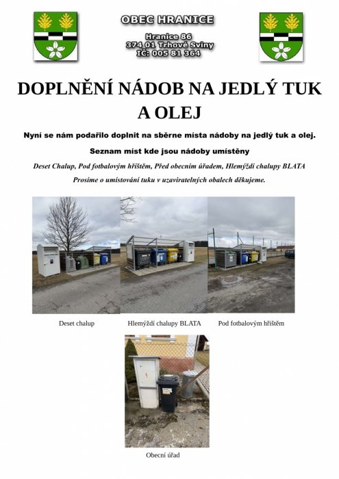 Nádoby na jedlý tuk a olej